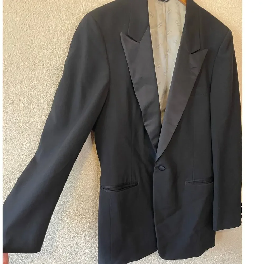 Bill Blass Classic Men's Event Wear Black Single Button Tuxedo Blazer Size 41 L